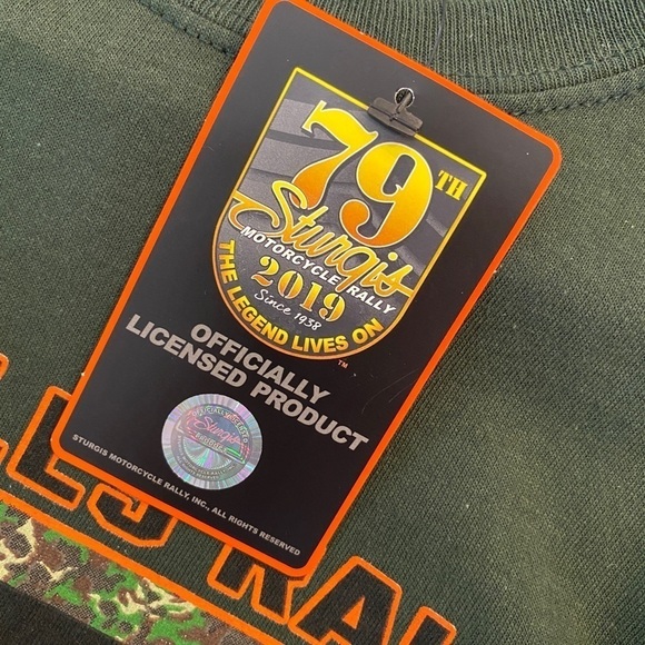 STURGIS NWT 2019 T Shirt Black Hills Motorcycle 79th Rally Green Med, New W/Tags - Picture 3 of 4